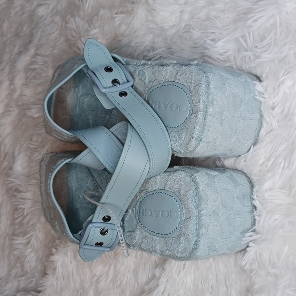 Coach Noelle Sandal In Signature Terry Cloth Blue Size 8.5 B NEW - Picture 11 of 16